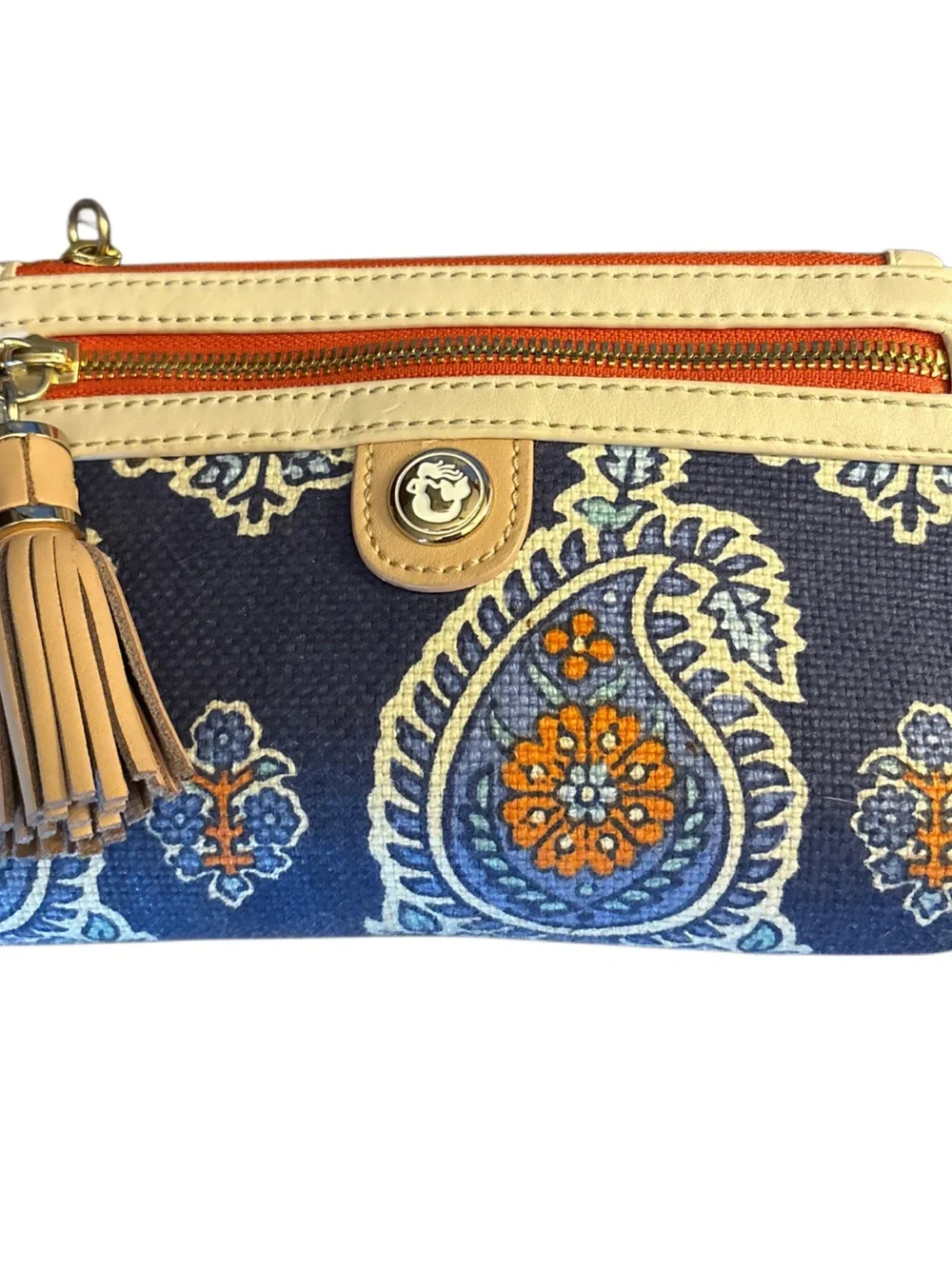Spartina 449 Lg Canvas Tote & Clutch Yellow Elephant Print and Paisley